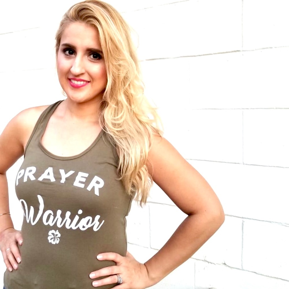 Prayer Warrior Army Green tank top